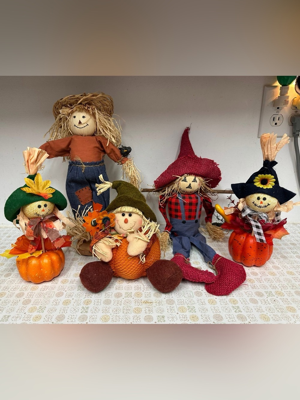 Autumn Pumpkin Patch Scarecrows - set of 5